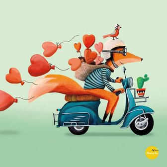 WK0002nl  Scooter vosje - Warme hartjes voor jou