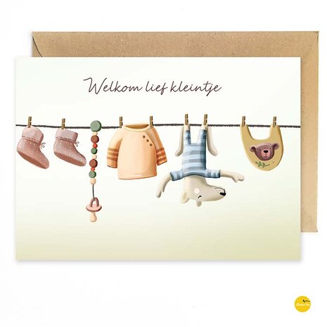 WK0016nl Geboorte waslijn-Welkom lief kleintje